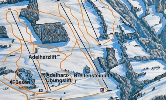 Náhled skimapy areálu Adelharz a Breitensteinlifte Kranzegg