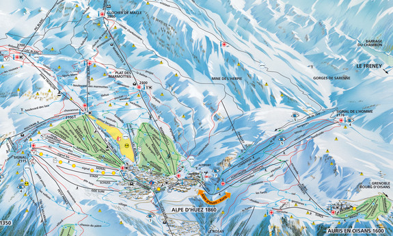Náhled skimapy areálu Alpe d'Huez