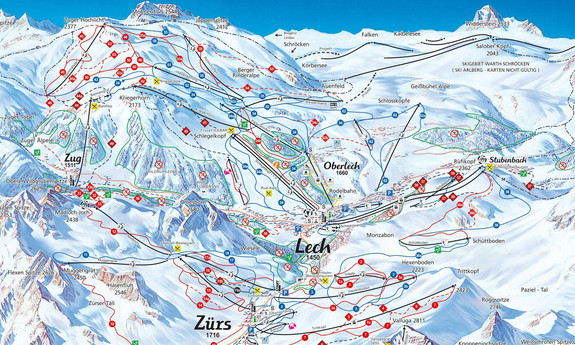 Náhled skimapy areálu Lech - Zürs am Arlberg