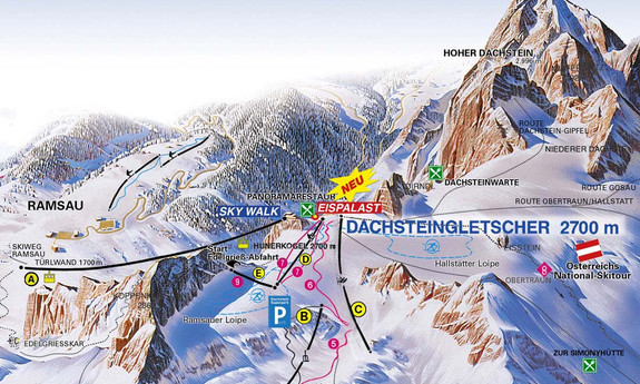 Náhled skimapy areálu Ledovec Dachstein