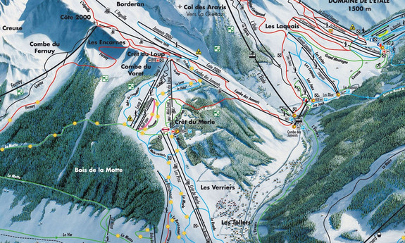 Náhled skimapy areálu Massif de l'Aiguille