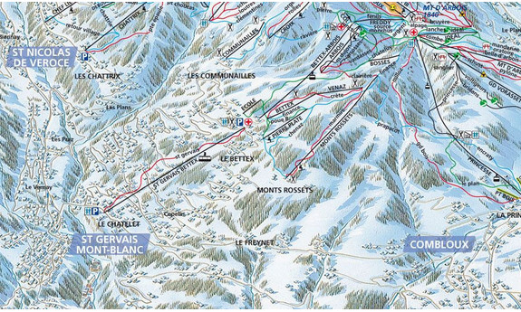 Náhled skimapy areálu Saint Gervais - Mont Blanc 