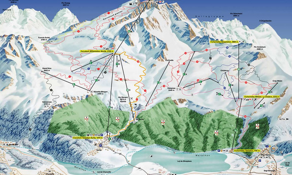 Náhled skimapy areálu Corvatsch