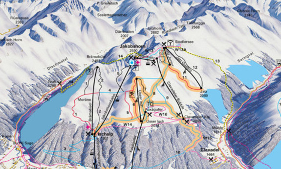 Náhled skimapy areálu Jakobshorn