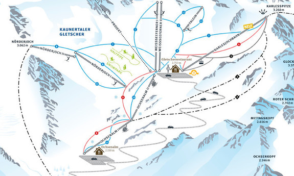 Náhled skimapy areálu Ledovec Kaunertal