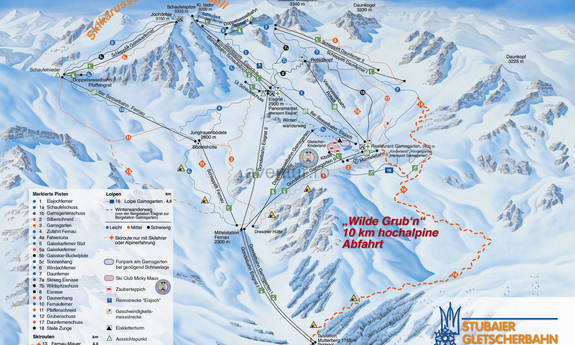 Náhled skimapy areálu Ledovec Stubai