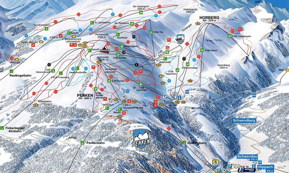 Náhled skimapy areálu Rastkogel