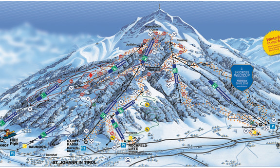 Náhled skimapy areálu St. Johann in Tirol