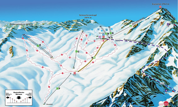 Náhled skimapy areálu Zugspitze